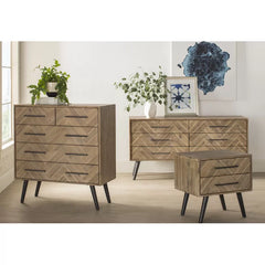 Jacqueline 24'' Tall 2 Drawer Solid Wood Nightstand in Oak Natural Black