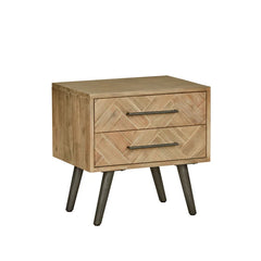 Jacqueline 24'' Tall 2 Drawer Solid Wood Nightstand in Oak Natural Black