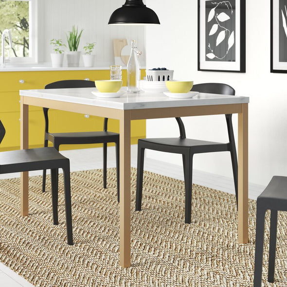 Gold White Jadyn 48'' Dining Table Modern Brings Sleek Style