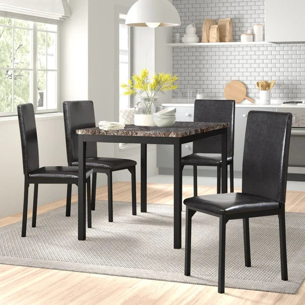 Brown/Black Table with Dark Brown/Black chair Jadyn 4 - Person Dining Set