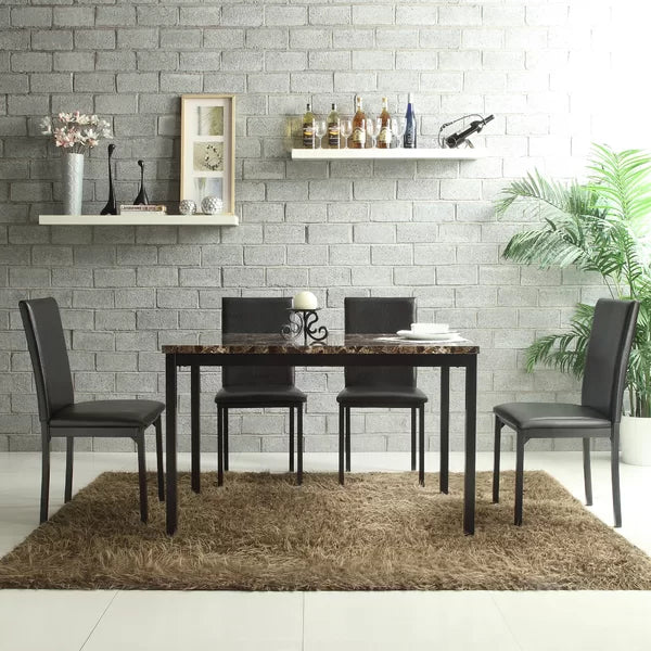 Brown/Black Table with Dark Brown/Black chair Jadyn 4 - Person Dining Set