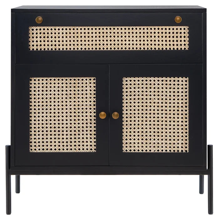 Black James-Robert 30'' Tall 2 - Door Accent Cabinet Mid-Century Modern Storage Cabinet