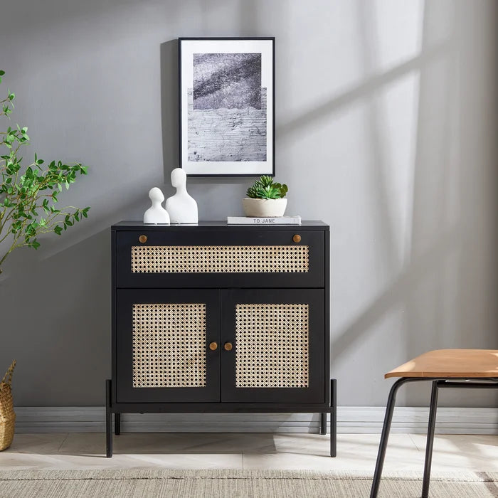 Black James-Robert 30'' Tall 2 - Door Accent Cabinet Mid-Century Modern Storage Cabinet