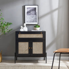 Black James-Robert 30'' Tall 2 - Door Accent Cabinet Mid-Century Modern Storage Cabinet
