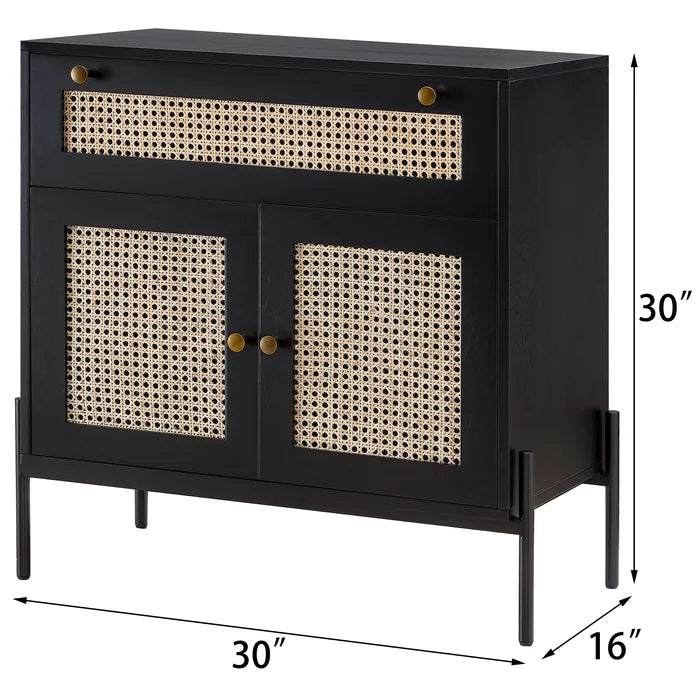 Black James-Robert 30'' Tall 2 - Door Accent Cabinet Mid-Century Modern Storage Cabinet