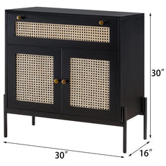 Black James-Robert 30'' Tall 2 - Door Accent Cabinet Mid-Century Modern Storage Cabinet