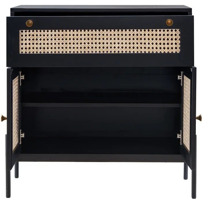 Black James-Robert 30'' Tall 2 - Door Accent Cabinet Mid-Century Modern Storage Cabinet