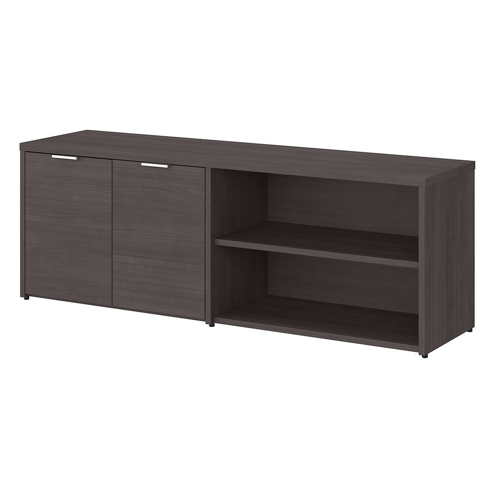 Low Storage Cabinet with Doors - Grey Two Cabinets with Doors and Two Open Shelves To Offer Ample Storage Space and Organize