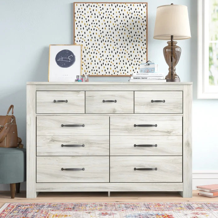 Jamilyn 7 Drawer 61.5'' W Dresser Made from Engineered Wood in a Rustic Whitewashed