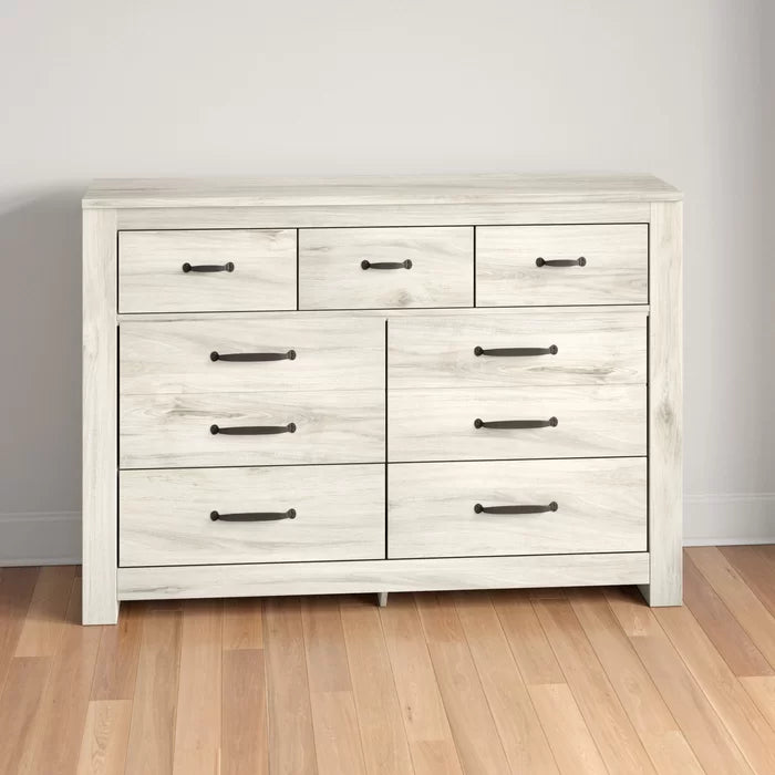 Jamilyn 7 Drawer 61.5'' W Dresser Made from Engineered Wood in a Rustic Whitewashed