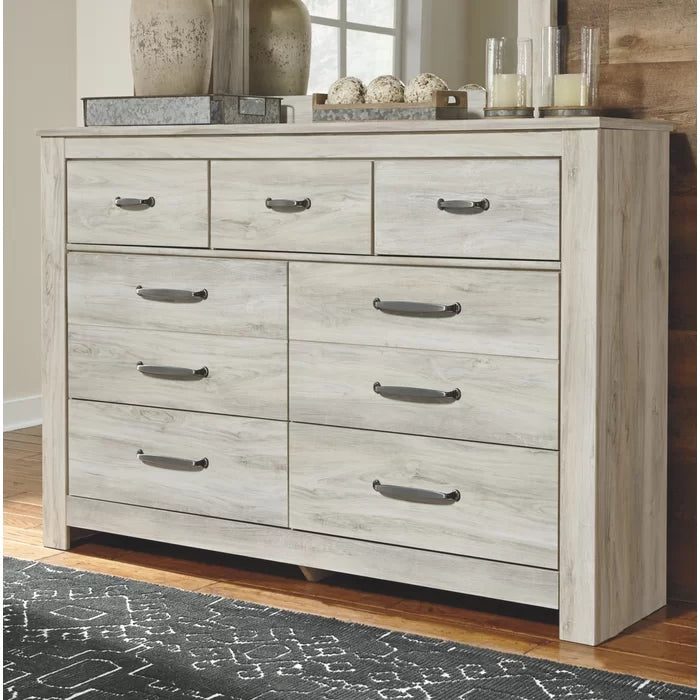 Jamilyn 7 Drawer 61.5'' W Dresser Made from Engineered Wood in a Rustic Whitewashed