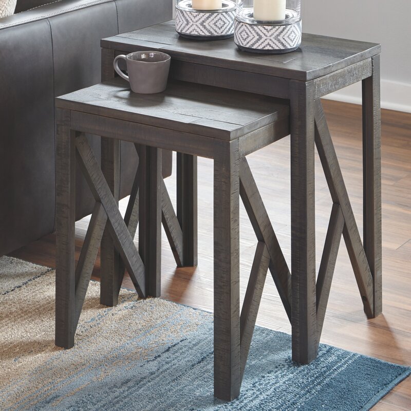 Janicki 24'' Tall Solid Wood Nesting Tables Modern Farmhouse Fresh