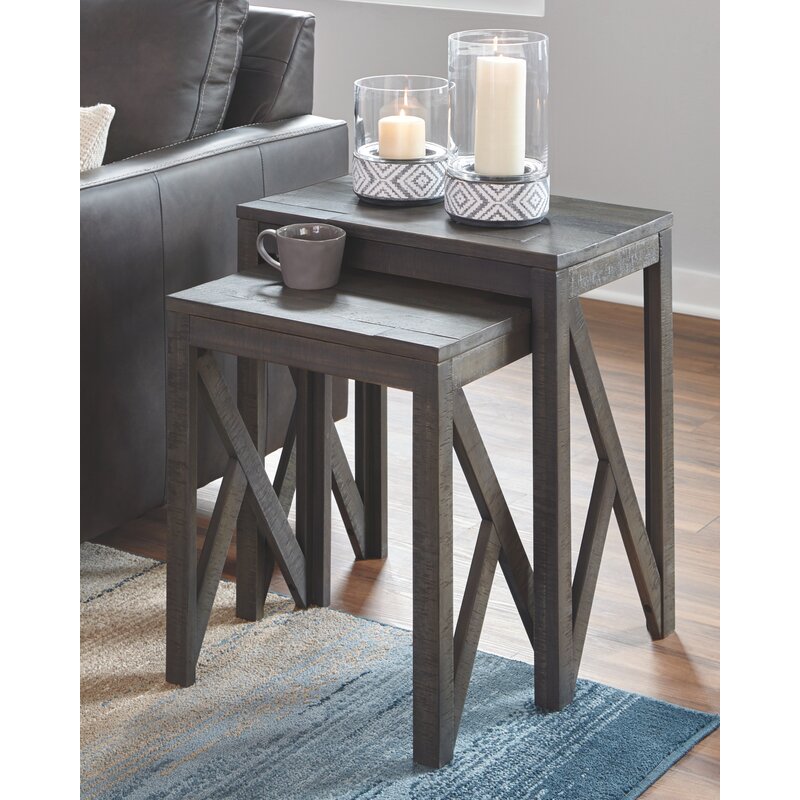 Janicki 24'' Tall Solid Wood Nesting Tables Modern Farmhouse Fresh