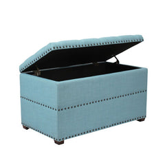 Blue Jansson Upholstered Flip Top Storage Bench Rectangular Silhouette