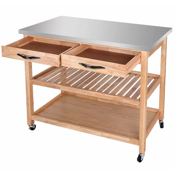 Januario Rolling Kitchen Cart with Stainless Steel Top