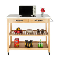 Januario Rolling Kitchen Cart with Stainless Steel Top