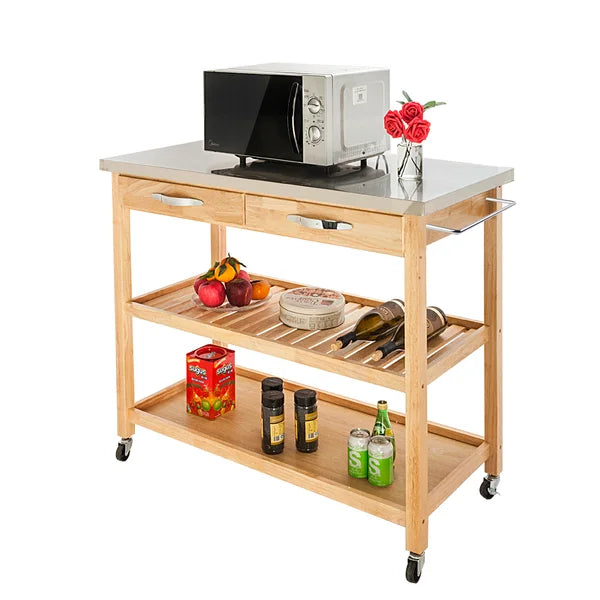 Januario Rolling Kitchen Cart with Stainless Steel Top