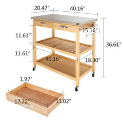 Januario Rolling Kitchen Cart with Stainless Steel Top