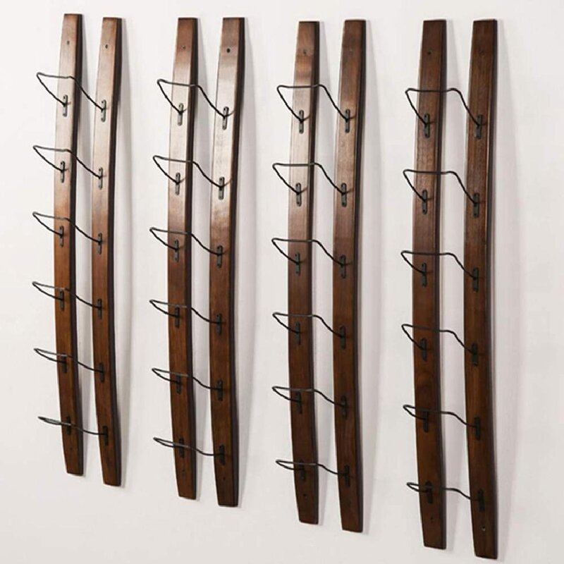 6 Bottle Solid Wood Wall Mounted Wine Bottle Rack in Brown Display Rack is Multi-Use to Any Home