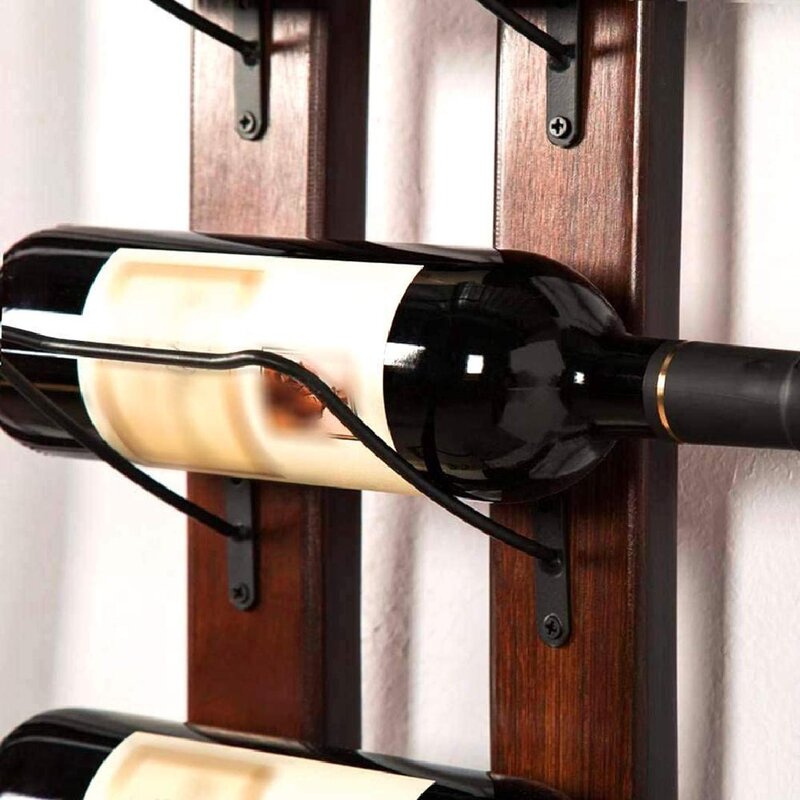 6 Bottle Solid Wood Wall Mounted Wine Bottle Rack in Brown Display Rack is Multi-Use to Any Home