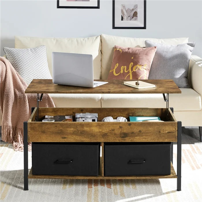 Lift Top 4 Legs Coffee Table with Storage Solid MDF and a Durable Steel Frame