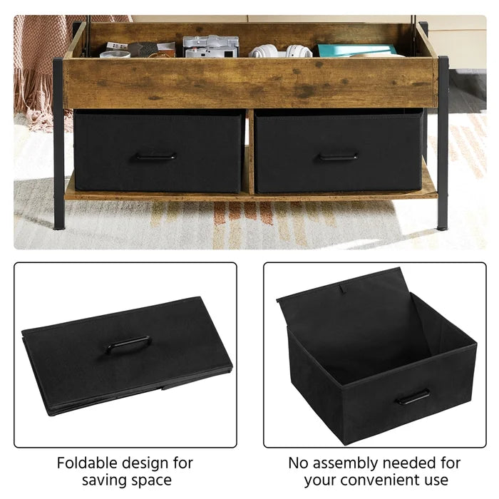 Lift Top 4 Legs Coffee Table with Storage Solid MDF and a Durable Steel Frame