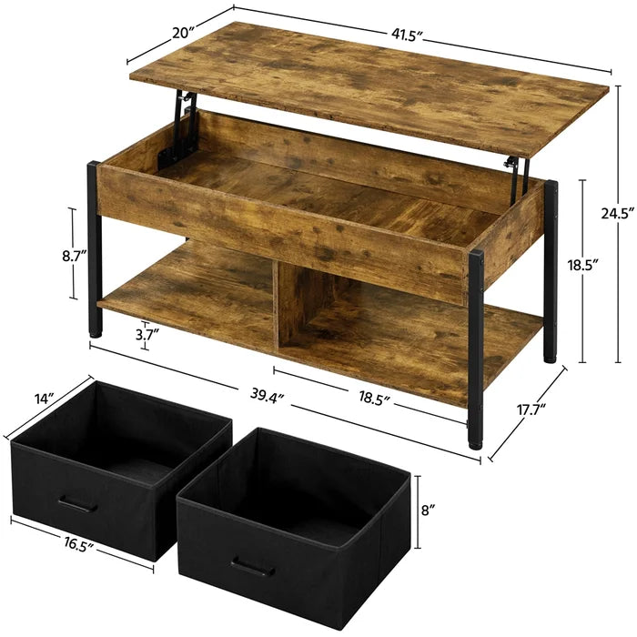 Lift Top 4 Legs Coffee Table with Storage Solid MDF and a Durable Steel Frame