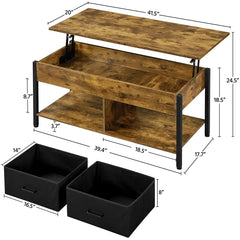 Lift Top 4 Legs Coffee Table with Storage Solid MDF and a Durable Steel Frame