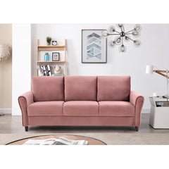Pink Velvet Javier 80.3'' Velvet Round Arm Sofa Made of Engineered Wood