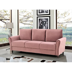 Pink Velvet Javier 80.3'' Velvet Round Arm Sofa Made of Engineered Wood