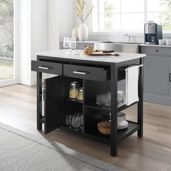 Jelle 42'' Wide Kitchen Island Adjustable and Removable Shelf Style and Smart Storage