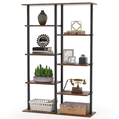 Brown/Black 58.26'' H x 31.49'' W Steel Etagere Bookcase 5 Tiers of Shelves and Provides Plenty of Space