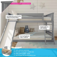 Jeniffer Twin Over Twin Solid Wood Standard Bunk Bed