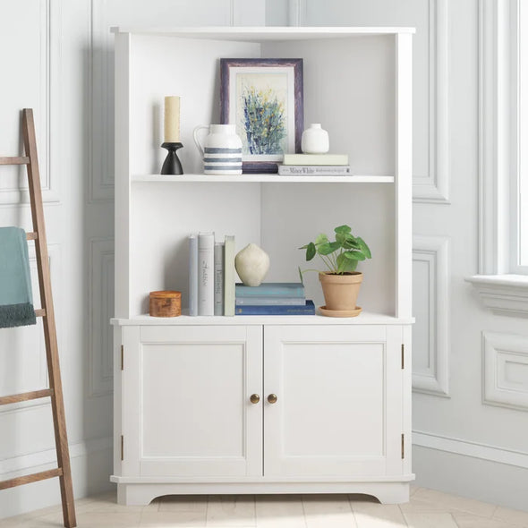 White Jenner 50'' H x 32'' W Corner Bookcase Style and Space Saving