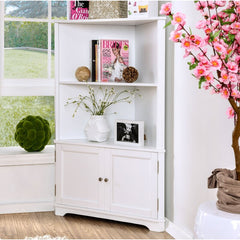 White Jenner 50'' H x 32'' W Corner Bookcase Contemporary Style