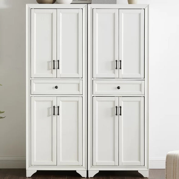 White Jesse 67.75" Kitchen Pantry Adjustable Shelves Simply Charming Elegance to Any Room