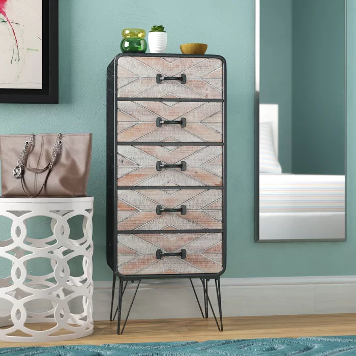 Jez 5 Drawer 16'' W Chest Contemporary Style Add Unique Stylish Storage