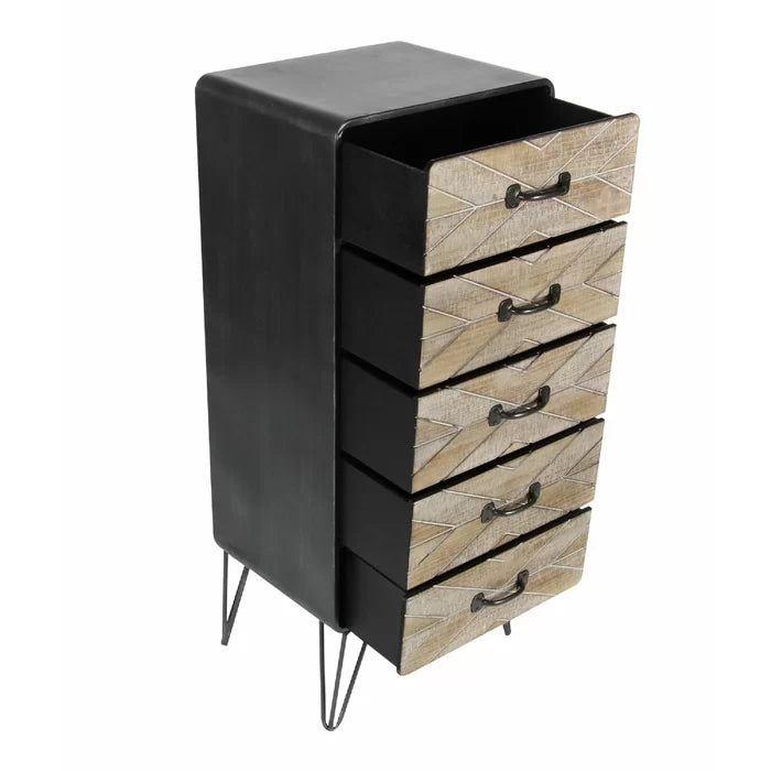 Jez 5 Drawer 16'' W Chest Contemporary Style Add Unique Stylish Storage