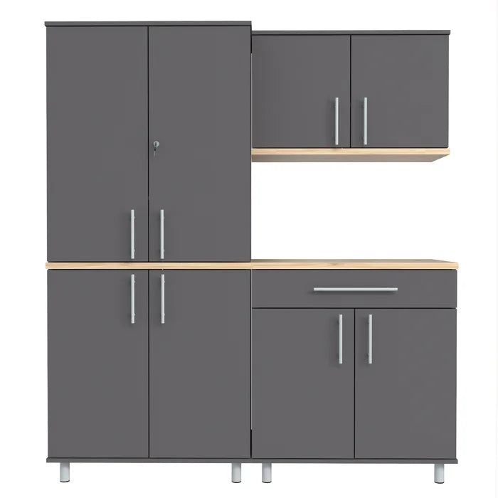 Jezelle 71' H x 63" W x 20" D 3 Piece Storage Cabinet Set 9 Shelves Adjustable Shelves