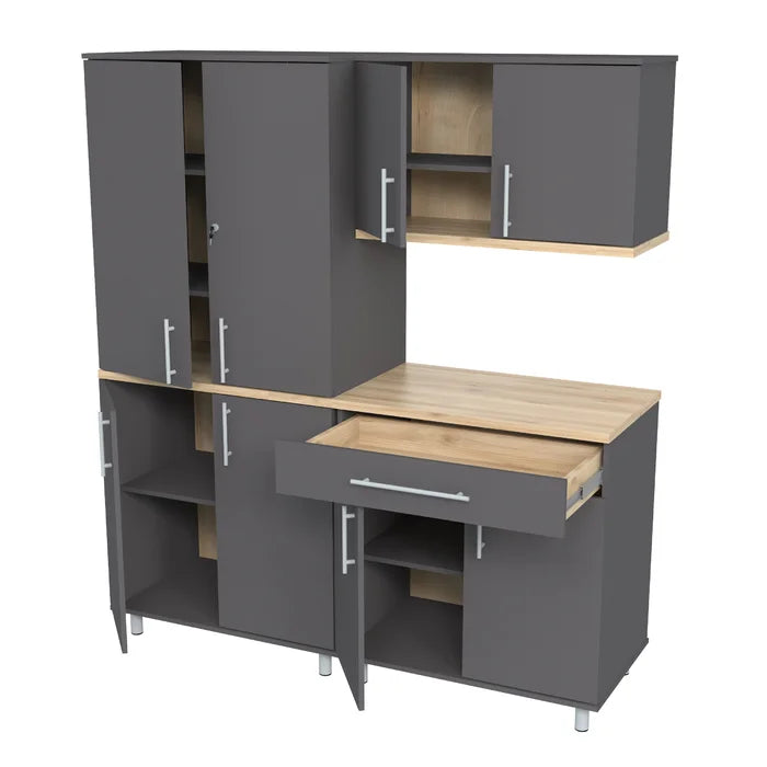 Jezelle 71' H x 63" W x 20" D 3 Piece Storage Cabinet Set 9 Shelves Adjustable Shelves