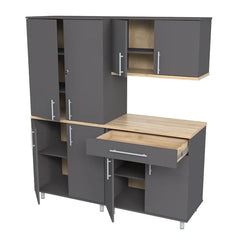 Jezelle 71' H x 63" W x 20" D 3 Piece Storage Cabinet Set 9 Shelves Adjustable Shelves