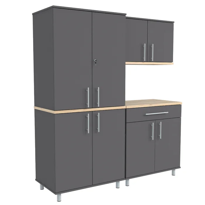 Jezelle 71' H x 63" W x 20" D 3 Piece Storage Cabinet Set 9 Shelves Adjustable Shelves