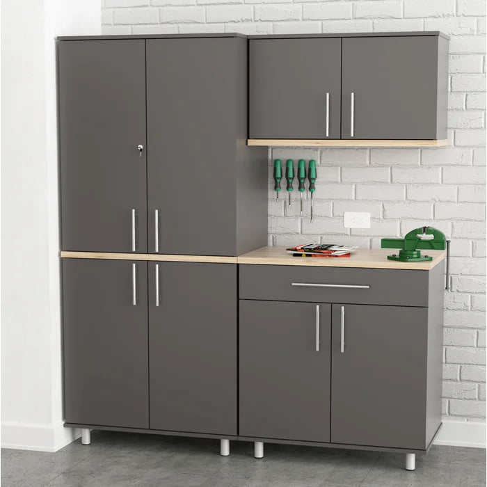 Jezelle 71' H x 63" W x 20" D 3 Piece Storage Cabinet Set 9 Shelves Adjustable Shelves