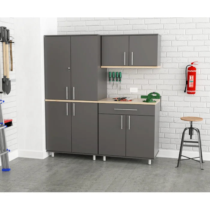 Jezelle 71' H x 63" W x 20" D 3 Piece Storage Cabinet Set 9 Shelves Adjustable Shelves