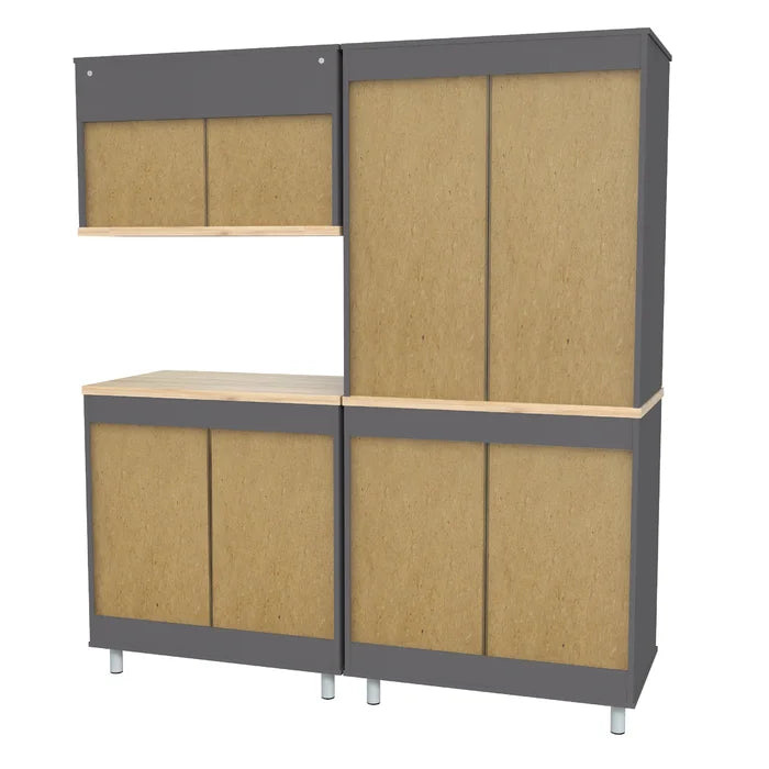 Jezelle 71' H x 63" W x 20" D 3 Piece Storage Cabinet Set 9 Shelves Adjustable Shelves