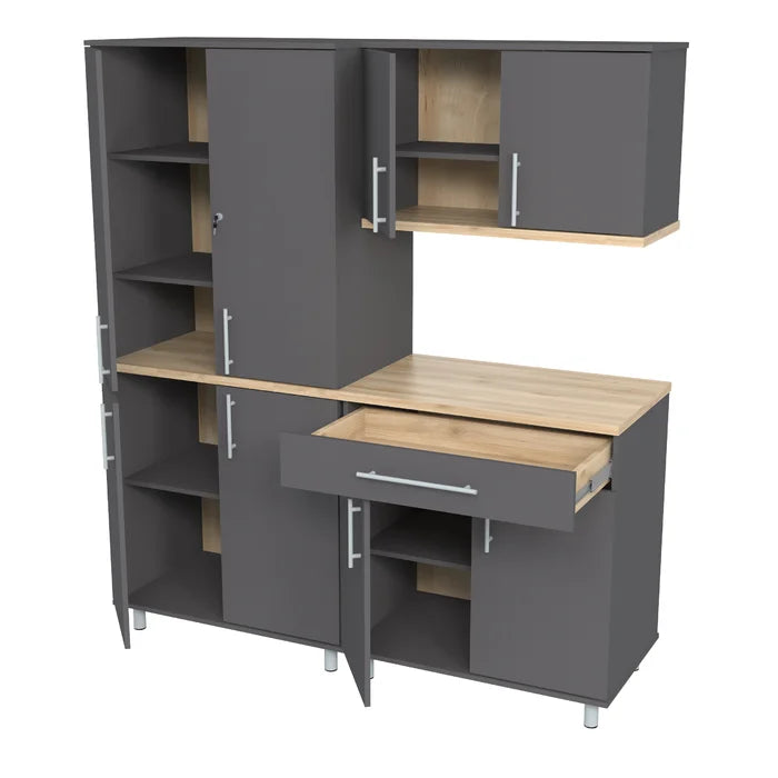 Jezelle 71' H x 63" W x 20" D 3 Piece Storage Cabinet Set 9 Shelves Adjustable Shelves