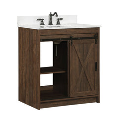 1 - Rustic Brown Single Bathroom Vanity Set Maximizes your Storage Options By Offering A Set of Drawers Along with Hidden Shelves For Added Storage