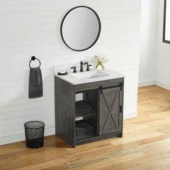 1 - Charcoal Gray Single Bathroom Vanity Set Rustic Farmhouse-Style Vanity Maximizes Your Storage Options By Offering A Set Of Drawers