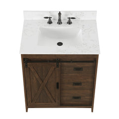 1 - Rustic Brown Single Bathroom Vanity Set Maximizes your Storage Options By Offering A Set of Drawers Along with Hidden Shelves For Added Storage