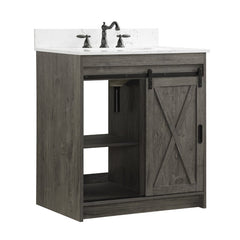 1 - Charcoal Gray Single Bathroom Vanity Set Rustic Farmhouse-Style Vanity Maximizes Your Storage Options By Offering A Set Of Drawers